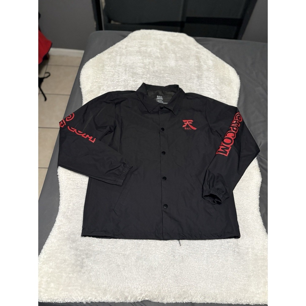 Bait x Street Fighter Player Full Button Jacket Mens XL Black/Red 30th Ann.